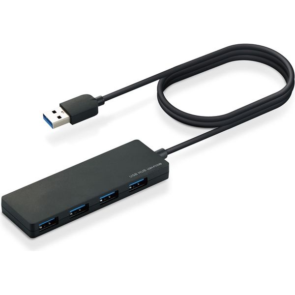 アスクル】 エレコム USBハブ/USB3.0/Aポート×4/ケーブル長0.6m/ブラック U3H-FC03BBK 1個 通販 - ASKUL（公式）