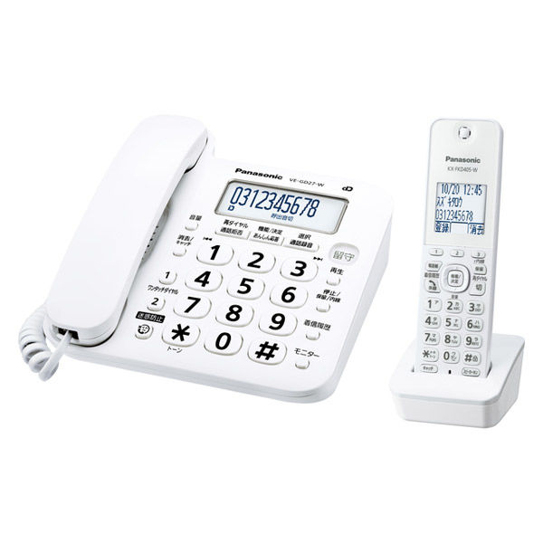 パナソニック コードレス電話機（子機1台付き） VE-GD27DL-W 1台