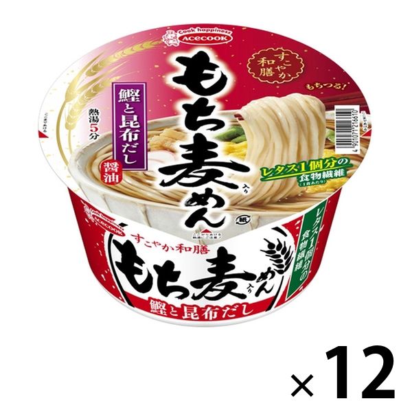 使い勝手の良い カップ麺 すこやか和膳 もち麦めん 鰹と昆布だし エースコック 12個 1セット 日本最大の 80g