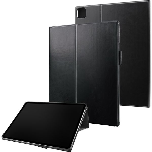 iPad Pro 12.9inch (第5世代) ケース カバー 手帳型 薄型PUレザーフラップケース PRIME ブラック（直送品）