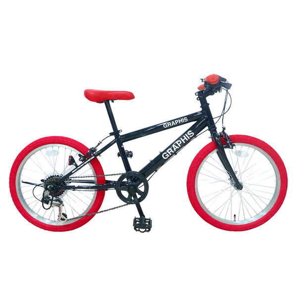 送料無料 GRAPHIS (グラフィス) 子供用自転車 クロスバイク 22インチ シマノ6段変速 GR-001K22-BKRD（直送品）