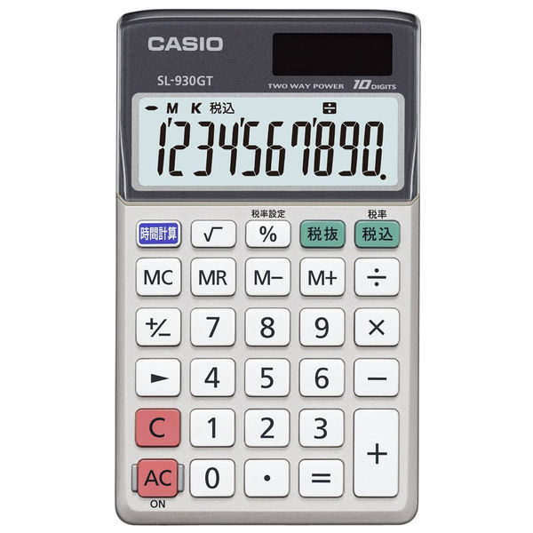 カシオ計算機 CASIO 電卓 小型 グリーン購入法適合　時間計算機能付き 10桁 SL-930GT-N 1個