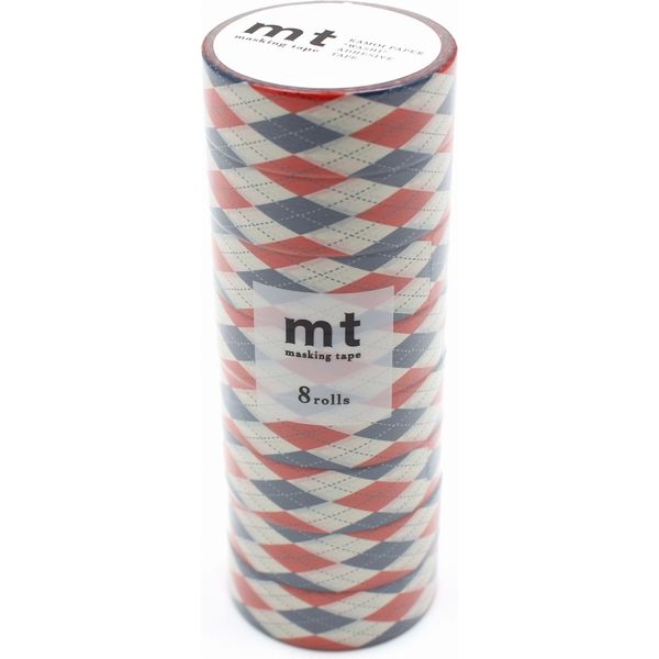 mt マスキングテープ 8P（8巻セット）アーガイル・レッド [幅15mm×7m