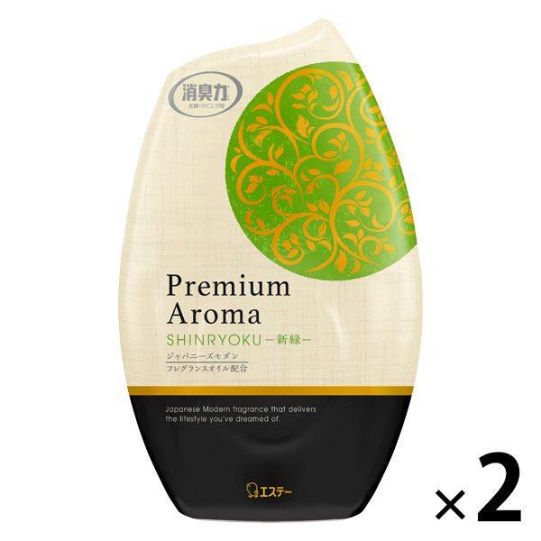 お部屋の消臭力 Premium Aroma プレミアムアロマ 消臭芳香剤 部屋用 置き型 新緑 400mL 1セット（2個） エステー