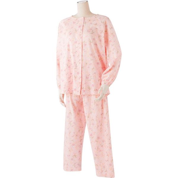 日伸 婦人らくらくパジャマ ピンク L - 介護用衣料、寝巻き