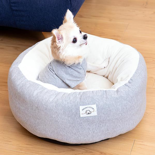 Lohaco ワゴンセール ロハコ限定 犬用ベッド とても贅沢なふわふわベッド ドーナッツ型 オーガニックコットン100 染料 竹炭グレー S