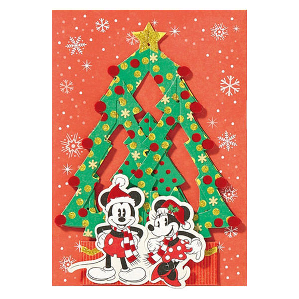 Lohaco クリスマスカード 立体 ツリーインツリー ミッキー ミニー ディズニー 封筒付き ホールマーク