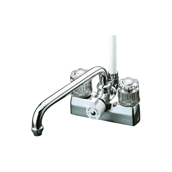 【水栓金具】KVK デッキ形一時止水付2ハンドルシャワー（取付ピッチ100mm） KF205 1個（直送品）