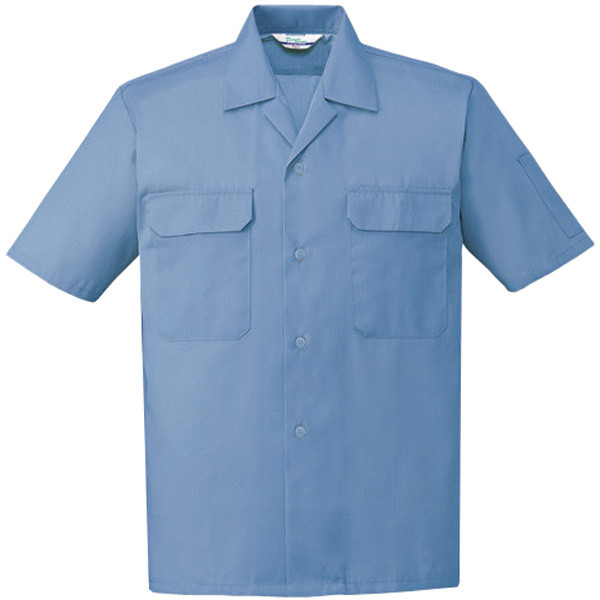 自重堂 最大77％オフ 制服百科 エコ製品制電半袖オープンシャツ ブルー 6056 海外 直送品 Ｓ