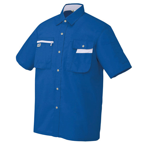 アイトス 半袖シャツ ブルー×シルバーグレー L 安価 品質は非常に良い AZ-5326-006 直送品 1着
