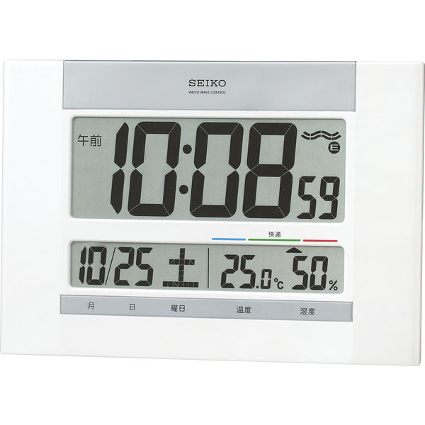アスクル】セイコータイムクリエーション デジタル時計 快適度表示付電波掛置兼用 SQ429W 1個 通販 ASKUL（公式）