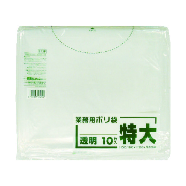 日本サニパック サニパック E12F業務用ポリ袋特大300L相当透明 10枚 E12F-CL 1袋（10枚） 781-0636（直送品）