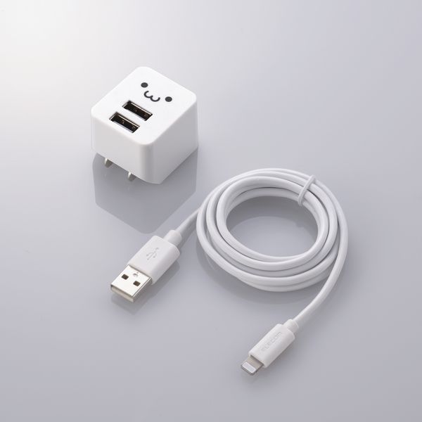 アスクル】iPhone・USB充電器 急速 2.4A USB-A×2 ライトニングケーブル付 1.2m 白 MPA-ACLX01WF 5個 通販  ASKUL（公式）