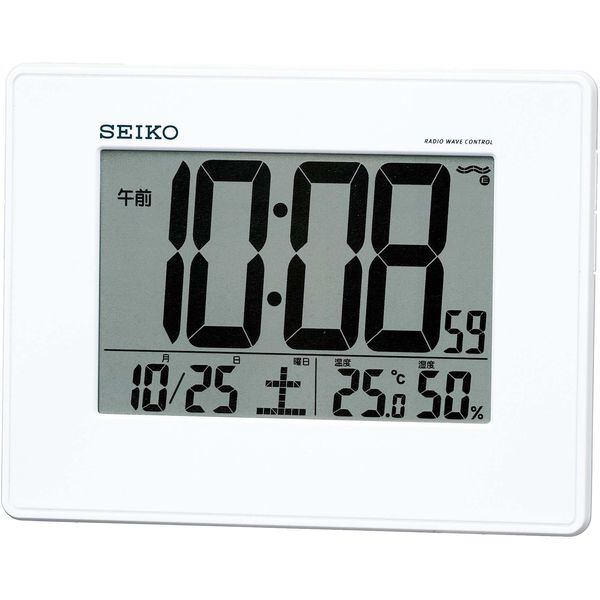 速くおよび自由な SEIKO 電波 デジタル時計 掛け置き兼用 温湿度表示付き SQ433S