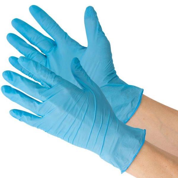 ユニワールド 粉なしニトリルゴム手袋 ブルー M（1箱100枚入） CH035-M