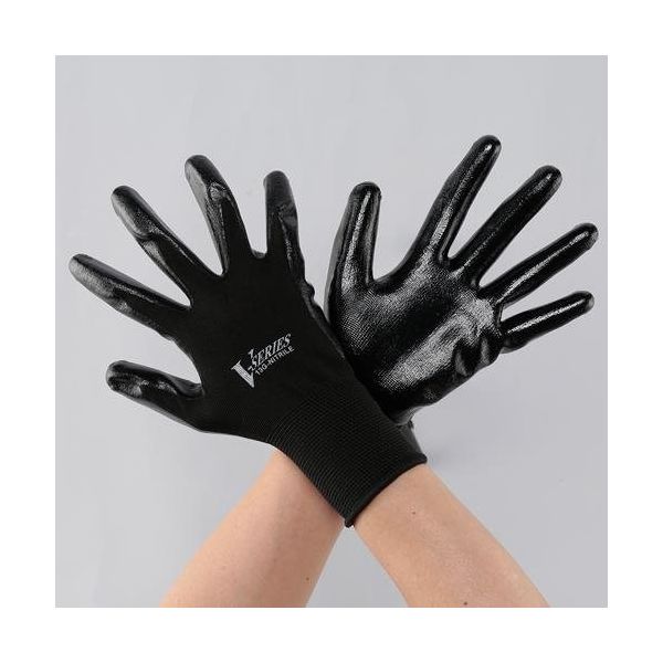 エスコ（esco） ［M/220mm］ 手袋（ニトリルゴムコーティング/黒） 1