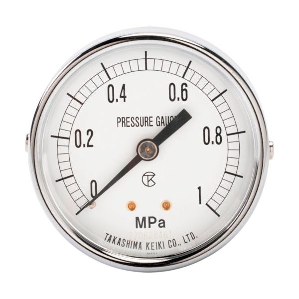 高島 一般圧力計（D枠埋込型・縁なし・中心ネジ・φ60）圧力レンジ0.0