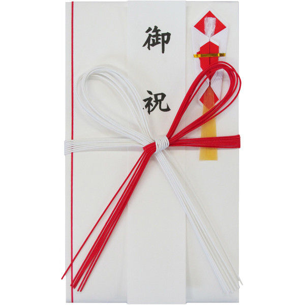 今村紙工 社内用祝儀袋 赤白7本花結び 印刷済短冊付 NO3653 1包（10枚入）（直送品）
