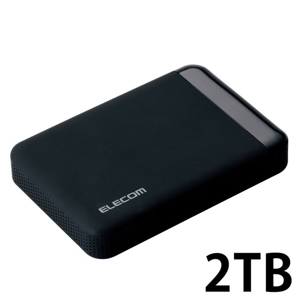 【アスクル】HDD (ハードディスク) 外付け ポータブル 2TB USB3.0 ハードウェア暗号化 ブラック ELP-EEN020UBK