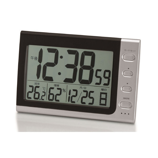 ADESSO（アデッソ）電波時計 置き時計 [電波 アラーム 温湿度 カレンダー] 120×175×50mm NA-816 1個
