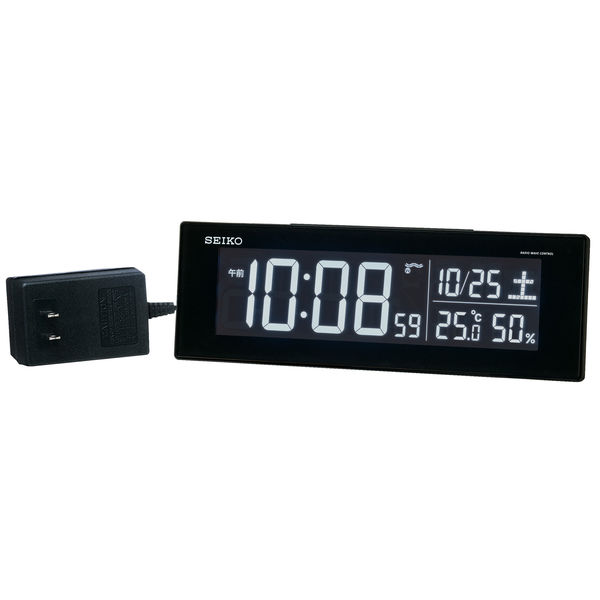 アスクル Seiko セイコー 交流式デジタル 黒 置き時計 電波 アラーム 温湿度 カレンダー 222 44 73mm Dl305k 1個 直送品 通販 Askul 公式