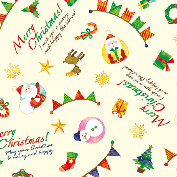 LOHACO - ササガワ クリスマス包装紙 ハッピーフラッグ 半才判 49-3063 1包（50枚入）（取寄品）