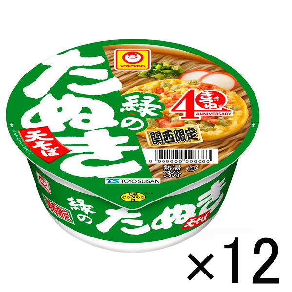 Lohaco カップ麺 マルちゃん 緑のたぬき天そば 関西 101g 1セット 12個 東洋水産