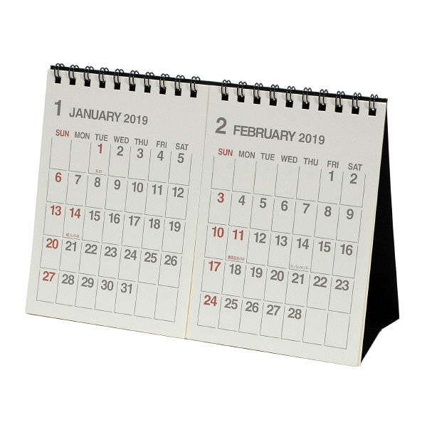 アスクル 2019年 卓上 カレンダー 2ヶ月表記 B6 Clt H 01
