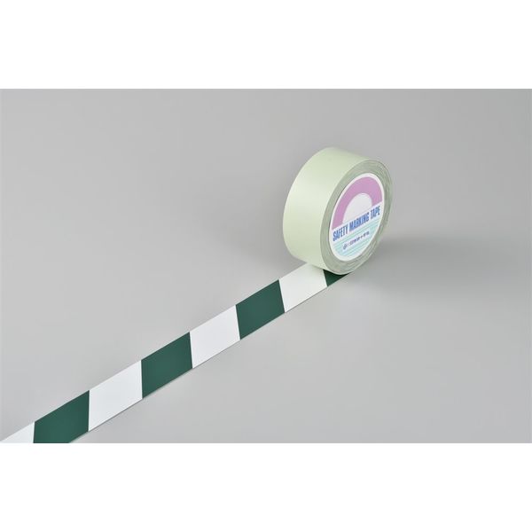 新規購入 日本緑十字 緑十字 ガードテープ ラインテープ 白 緑 トラ柄