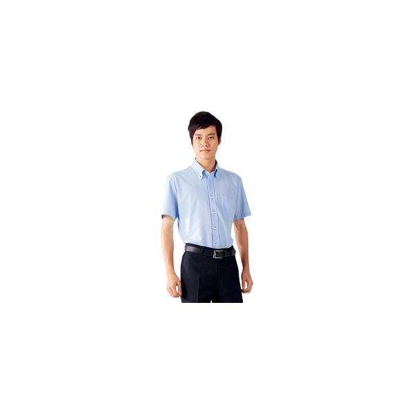 住商モンブラン 半袖ストレッチニットシャツ 介護ユニフォーム 男女兼用 ブルー 5L ZK2712（直送品）