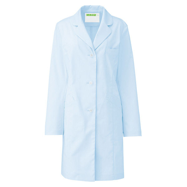 アスクル】KAZEN レディス診察衣S型（ハーフ丈） ドクターコート 医療白衣 長袖 サックスブルー（水色） シングル M REP210-C/1（直送品）  通販 ASKUL（公式）
