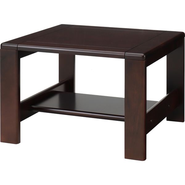 【アウトレット】オリバー 木製テーブル　ダークブラウン　幅60×奥行60×高さ42cm　棚板付 PD・TL-026 1台（直送品）