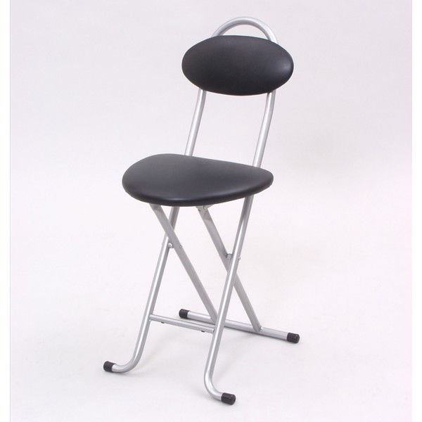 YAMAZEN フォールディングチェア 折りたたみ椅子 幅330×奥行460×高さ750mm シルバー/ブラック（直送品）