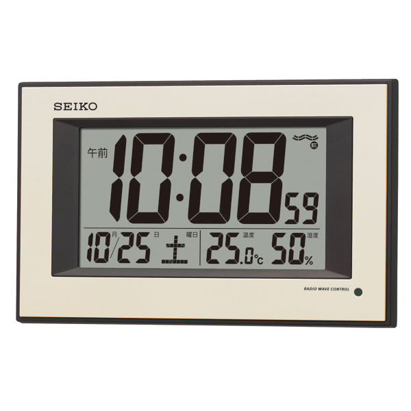 アスクル Seiko セイコー 自動点灯 掛け時計 電波 温湿度