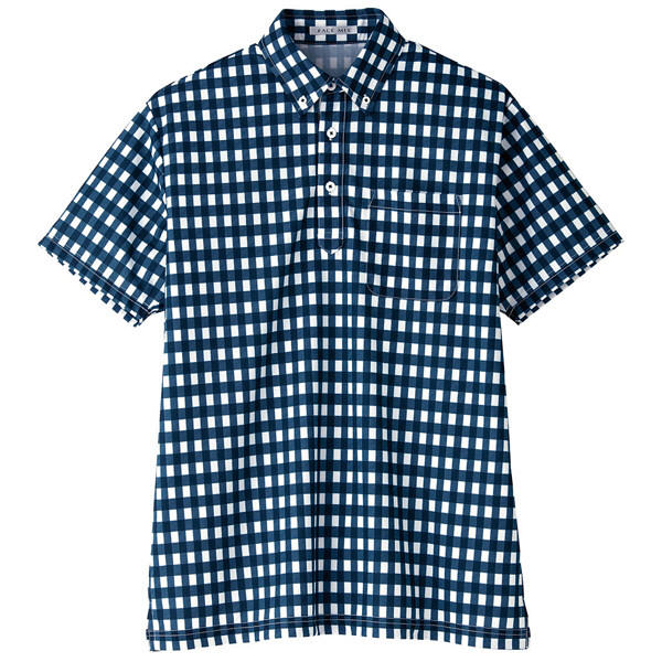 ボンマックス チェックプリントポロシャツ（半袖） 男女兼用 ネイビー LL FB4523U（直送品）