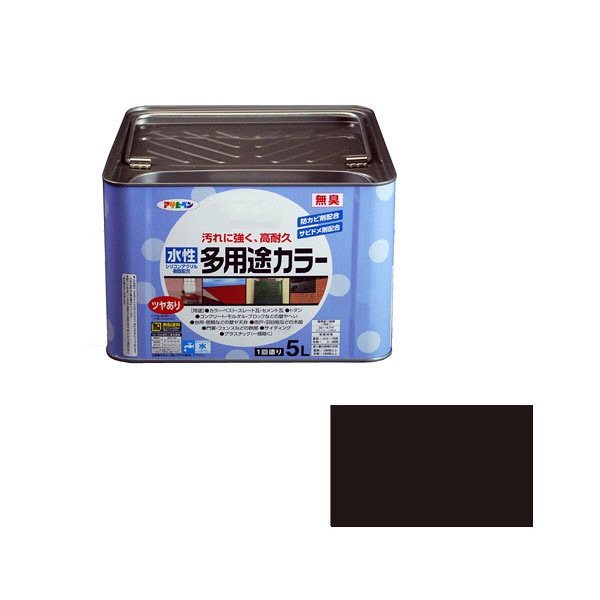 アサヒペン　水性多用途カラー　5L　黒　（直送品）
