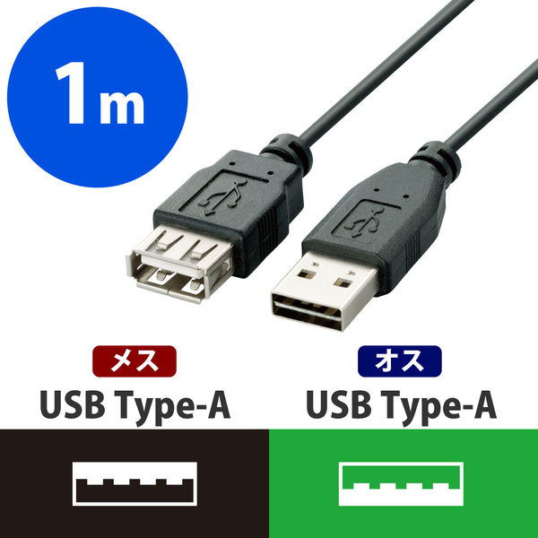 安い USB 延長ケーブル 1.0m 黒