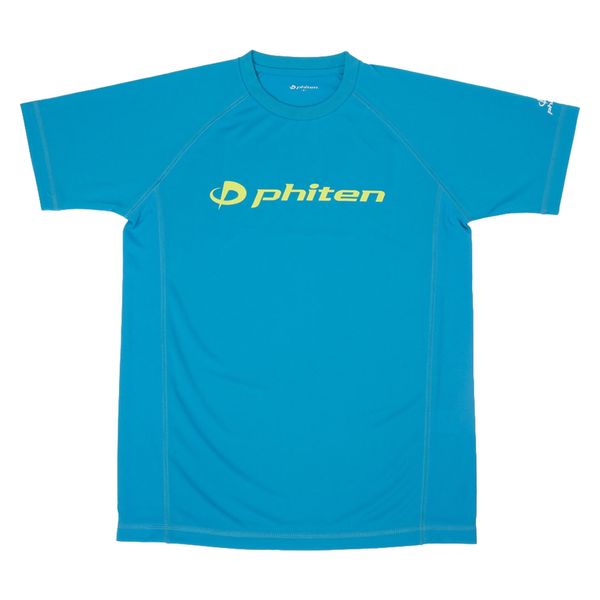 ファイテン(phiten) RAKUシャツSPORTS 半袖 ロゴ入り Tシャツ ターコイズ×ロゴライム XO JG397007 1枚（直送品）