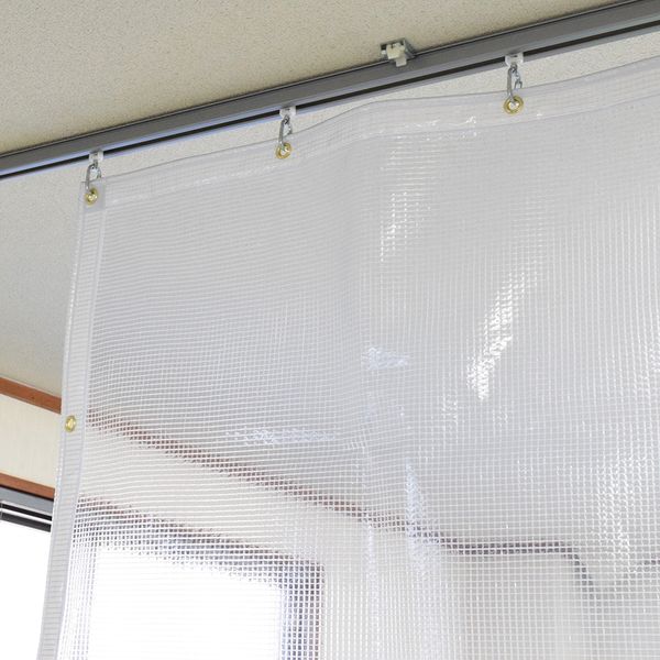 上村産業 防炎糸入り透明ビニールカーテン 0.37mm厚（耐候/制電/UV