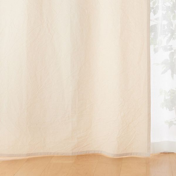 無印良品 綿洗いざらし平織ノンプリーツカーテン 幅100×丈105cm用 生成 良品計画