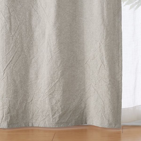 無印良品 綿洗いざらし平織ノンプリーツカーテン 幅100×丈135cm用 ペールブラウン 良品計画
