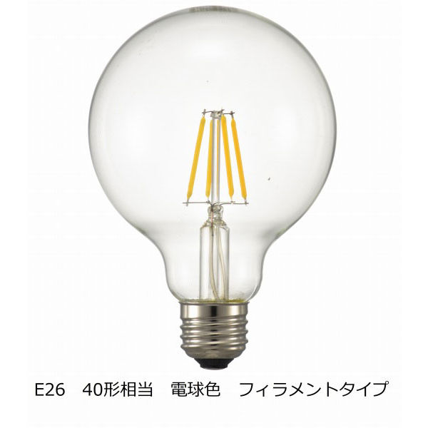 オーム電機 LED電球 フィラメント ボール電球形 E26 40W相当 調光器対応 クリア 電球色 全方向 LDG3L/D C6（直送品）