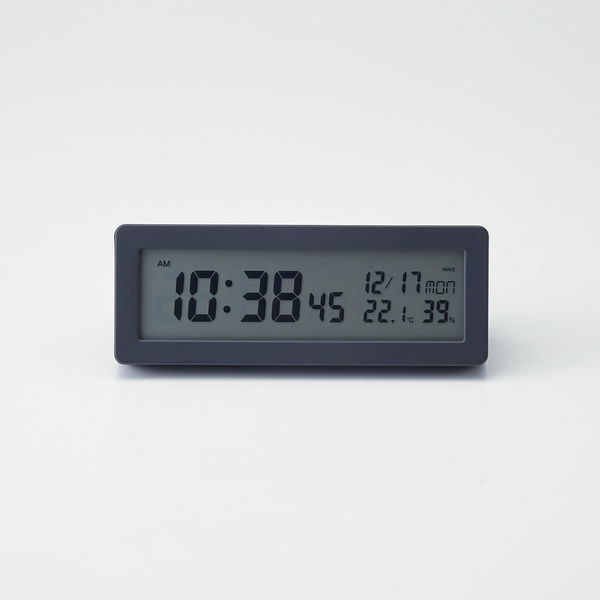 無印良品 デジタル電波時計（大音量アラーム機能付） 置時計・ブラック