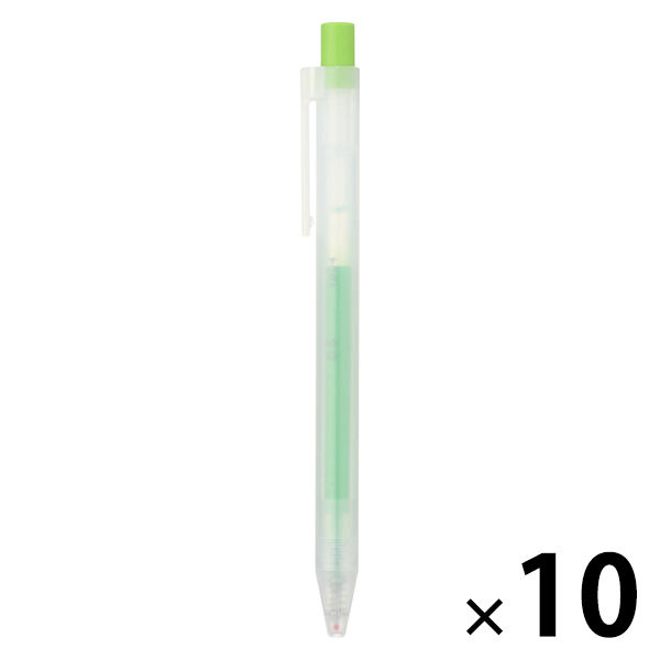 無印良品 さらさら描けるゲルインキボールペン ノック式 0.5mm・黄緑 02794101 1箱（10本入）