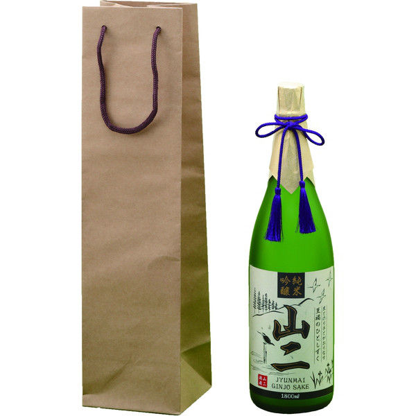 ヤマニパッケージ 一升瓶1本手提袋（クラフト） K-1002 1ケース（100枚：10枚袋入×10）（直送品） - アスクル