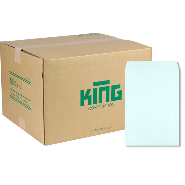 キングコーポレーション 角形2号 Hiソフトカラーブルー スミ貼 エルコン付 070448 1箱（500枚入）（直送品）