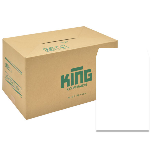 キングコーポレーション 角形2号 100g/平方m スミ貼 ホワイトケント 080415 1箱（500枚入）（直送品）