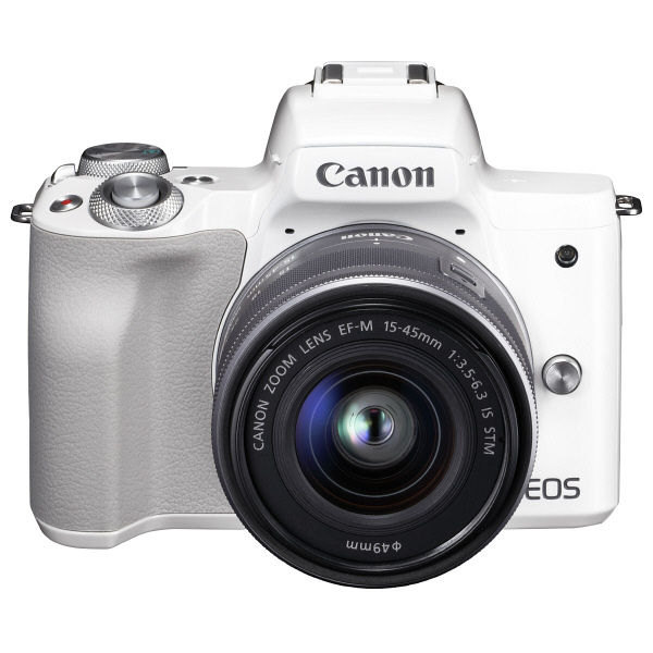 キヤノン Canon ミラーレス一眼 ホワイト EOS KISS M EF-M15-45 IS STM レンズキット 2410万画素 APS-C  Wi-Fi対応