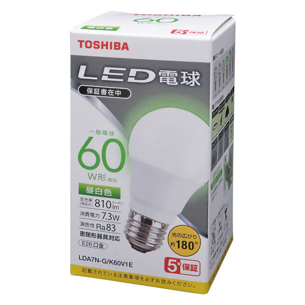 東芝（TOSHIBA） LED電球 E26口金 60W型相当 昼白色 （広配光） LDA7N-G/K60V1E