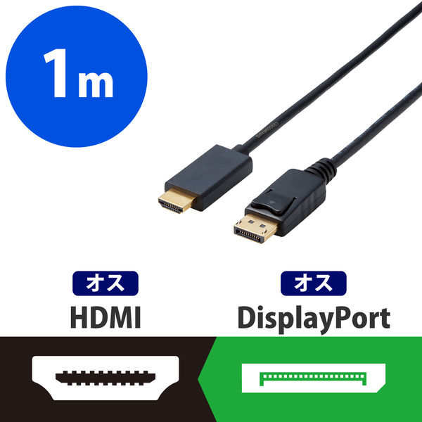 PC/タブレット 電子ブックリーダー エレコム 変換ケーブル/DisplayPort-HDMI/1.0m/ブラック CAC-DPHDMI10BK 1個